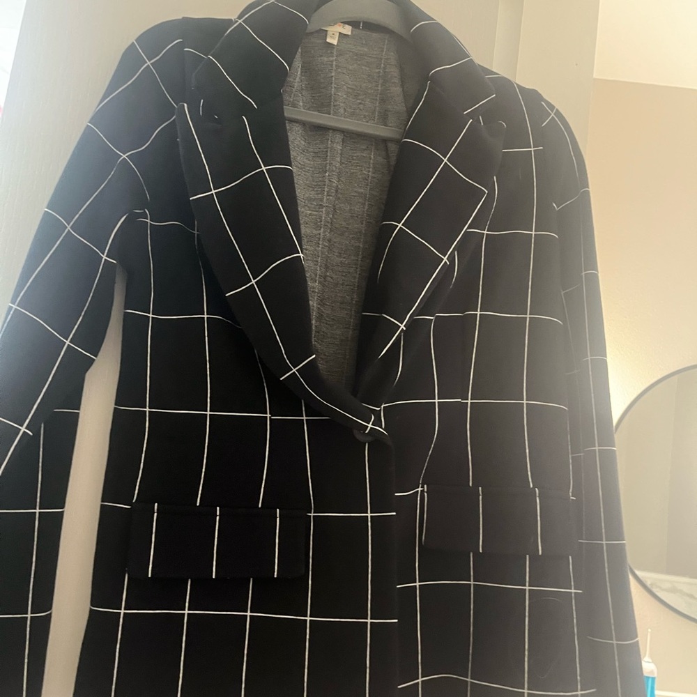 Black and White Checkered Women's Blazer